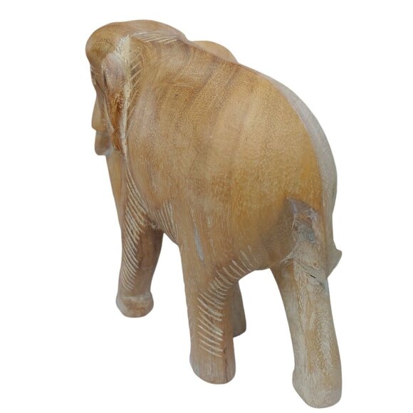 Hand Carved Wood Elephant Long Africa Safari Animal Figurine Safari Decor - Picture 6 of 7